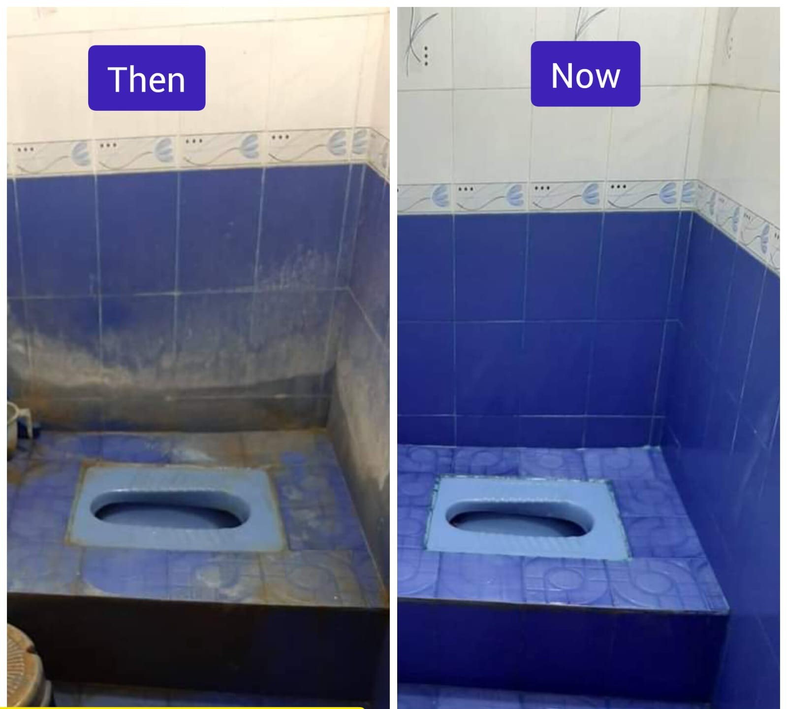Bathroom before and after deep cleaning